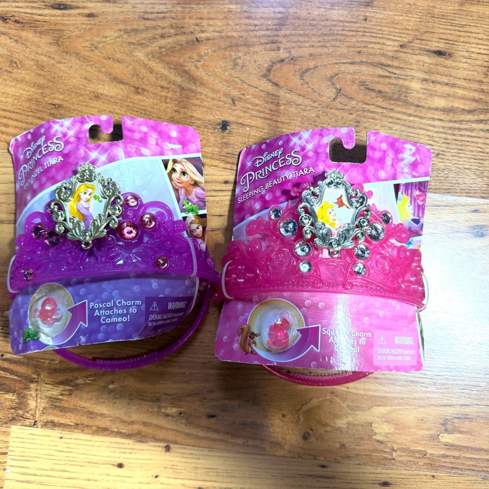 Disney Princess Rapunzel and Sleeping Beauty Aurora Tiara Headband Set of 2 NEW